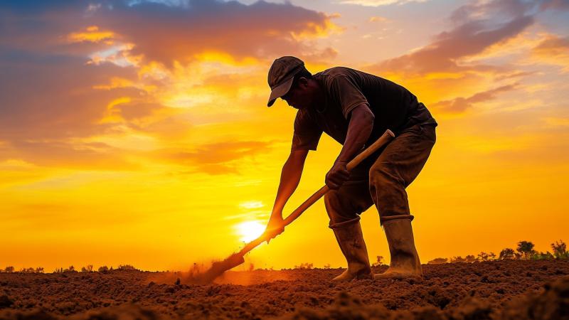 farmer working the ground